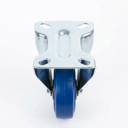 Lavender 100mm Pressed Steel Fixed Castor with Blue Rubber on Polypropylene Wheel - 120kg Max Load