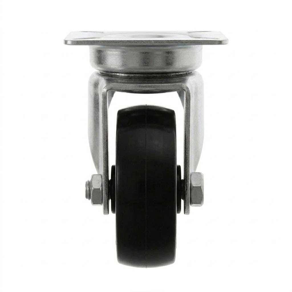 White Smoke 50mm Pressed Steel Swivel Castor Wheel - Black Polypropylene & 4-Hole Top Plate - 65kg Max Load