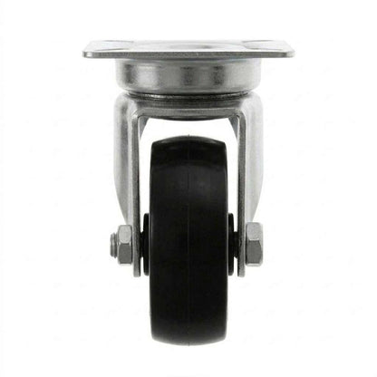 White Smoke 50mm Pressed Steel Swivel Castor Wheel - Black Polypropylene & 4-Hole Top Plate - 65kg Max Load