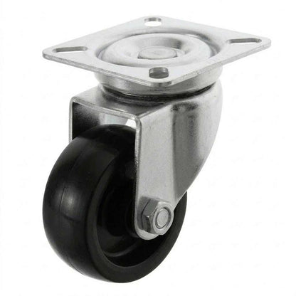 White Smoke 50mm Pressed Steel Swivel Castor Wheel - Black Polypropylene & 4-Hole Top Plate - 65kg Max Load
