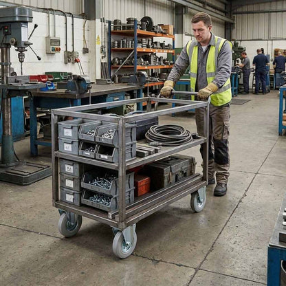 100mm Pressed Steel Fixed Castor Wheel - Grey Rubber on Pressed Steel - 75kg Load Capacity