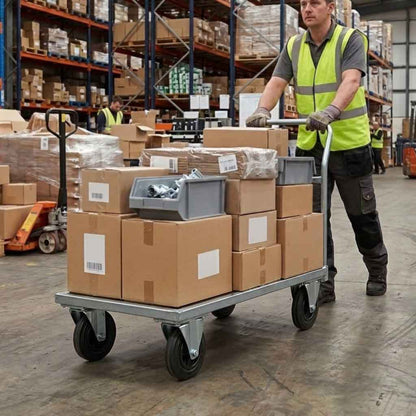 100mm Pressed Steel Fixed Castor with Black Rubber on Polypropylene Wheel - 75kg Load Capacity