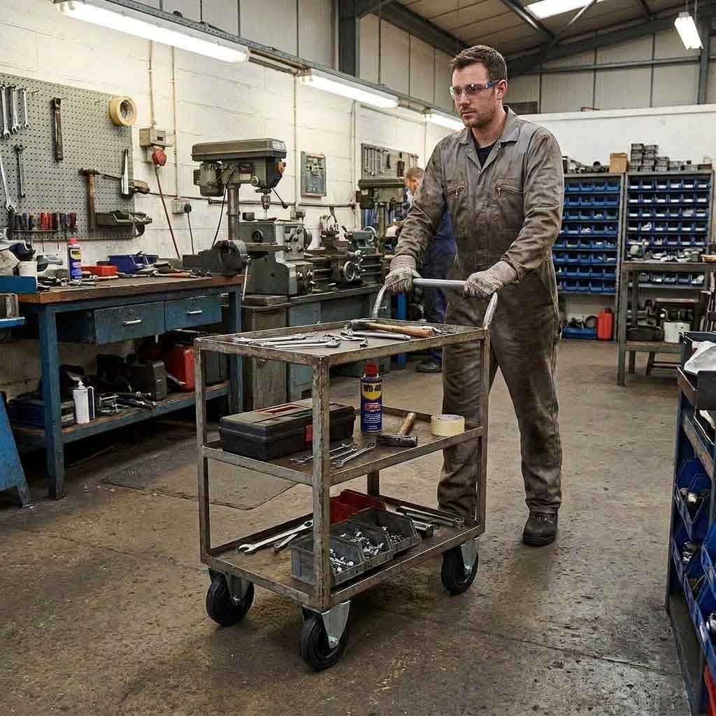 100mm Pressed Steel Fixed Castor with Black Rubber on Polypropylene Wheel - 75kg Load Capacity