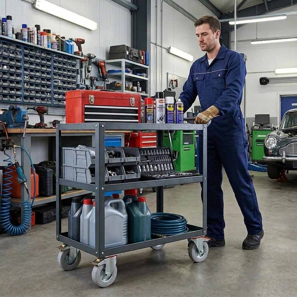 100mm Swivel Castor Wheel with Directional Brake - Grey Rubber - 4-Hole Top Plate, 75kg Load Capacity