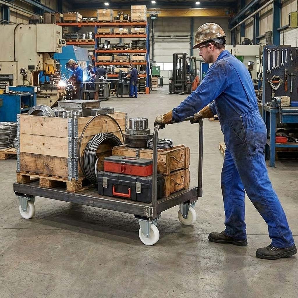 Rosy Brown 125mm Pressed Steel Fixed Castor with White Nylon Wheel, 4-Hole Top Plate - 160kg Load Capacity