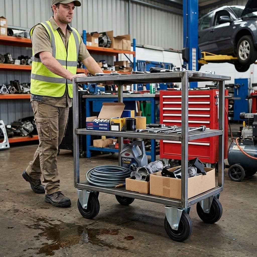 125mm Pressed Steel Fixed Castor with Black Rubber on Polypropylene Wheel - 110kg Load Capacity