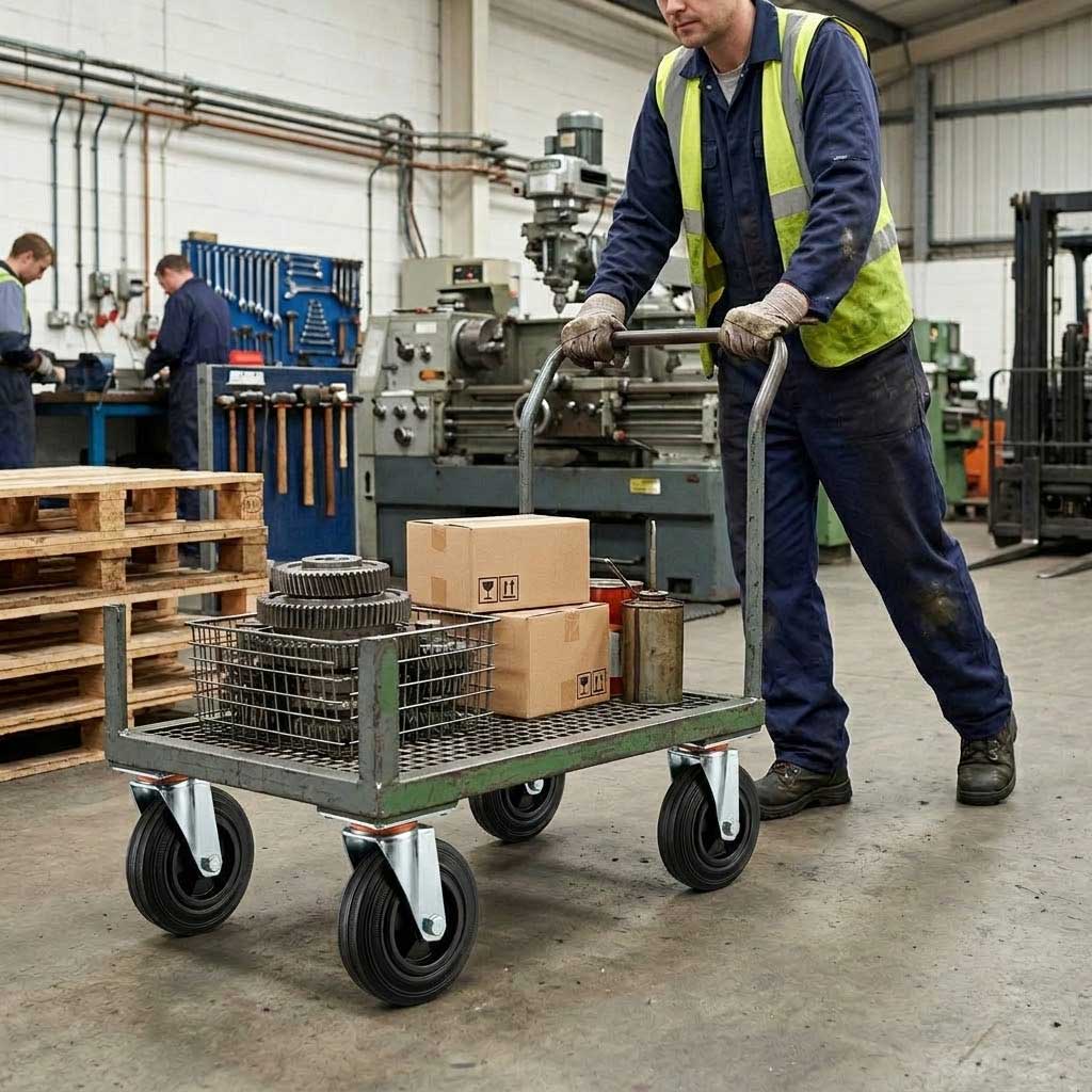 125mm Pressed Steel Swivel Castor with Black Rubber on Polypropylene Wheel - 110kg Load Capacity