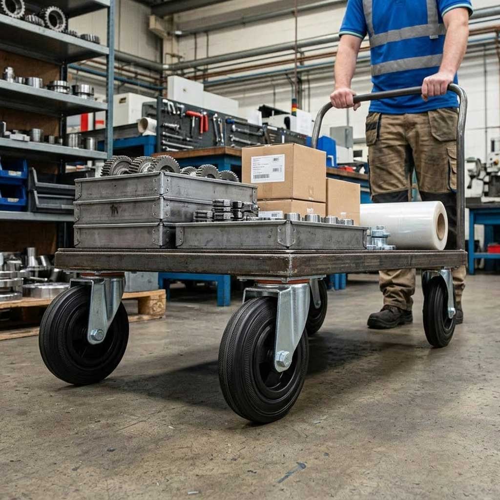 125mm Pressed Steel Swivel Castor with Black Rubber on Polypropylene Wheel - 110kg Load Capacity