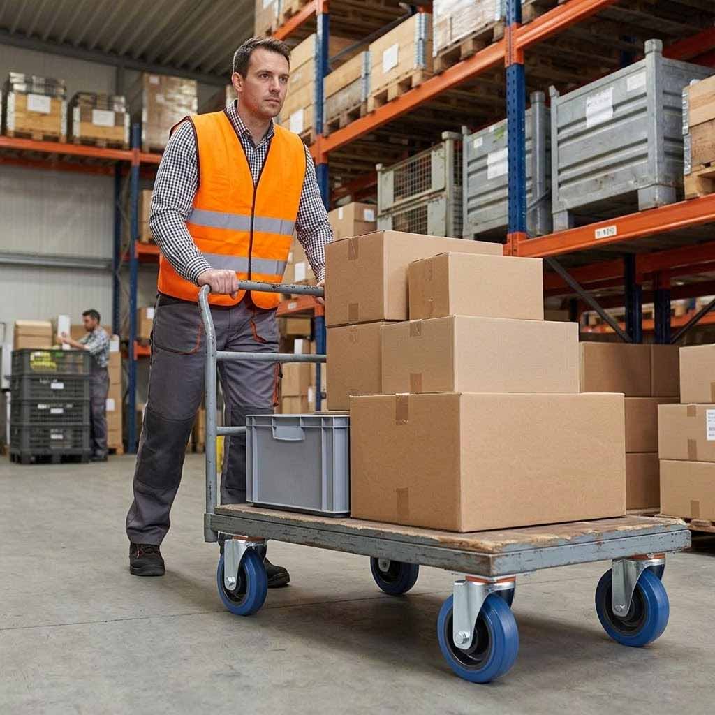 125mm Pressed Steel Swivel Castor with Blue Rubber on Polypropylene Wheel - 140kg Max Load