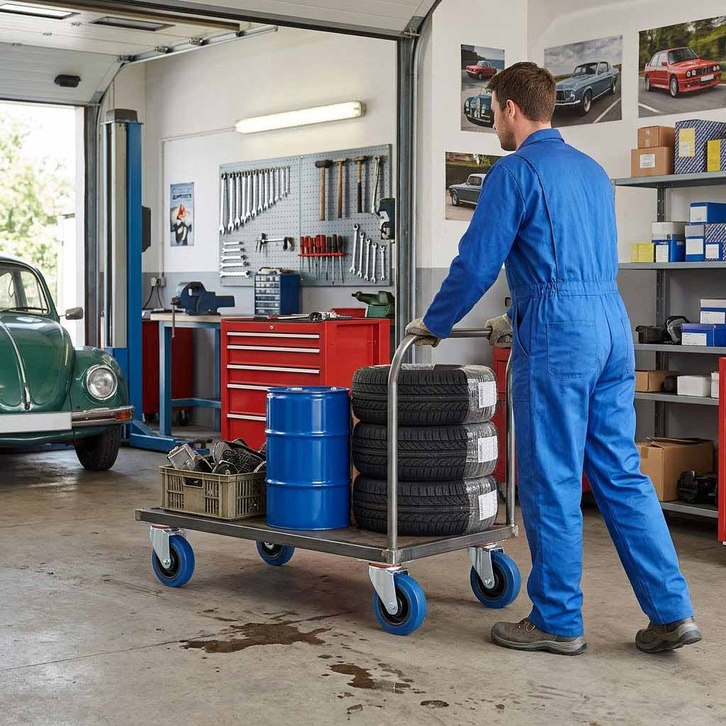 125mm Pressed Steel Swivel Castor with Blue Rubber on Polypropylene Wheel - 140kg Max Load