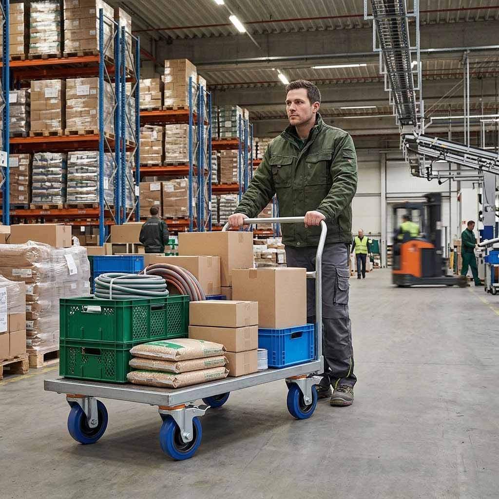 125mm Swivel Castor With Blue Rubber on Polypropylene Wheel, Directional Brake - 140kg Max Load