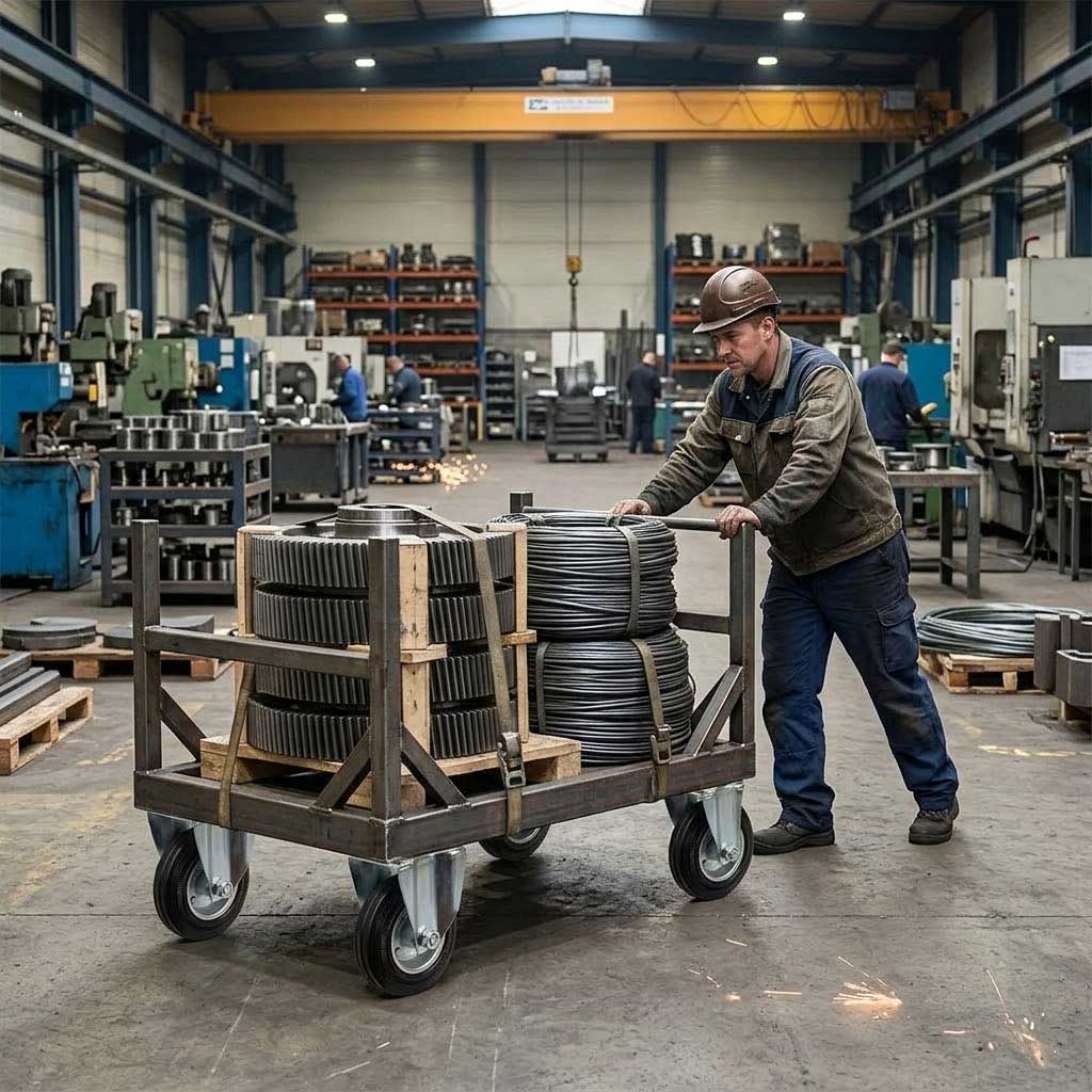150mm Pressed Steel Fixed Castor Wheel - Black Rubber on Pressed Steel - 130kg Load Capacity
