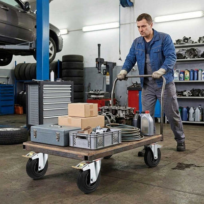 150mm Pressed Steel Swivel Castor, Black Rubber on Polypropylene Wheel, Directional Brake - 130kg Load