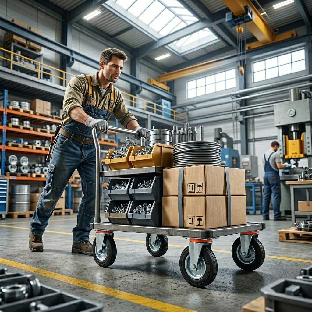 150mm Pressed Steel Swivel Castor Wheel - Black Rubber & 4-Hole Plate - 130kg Load Capacity