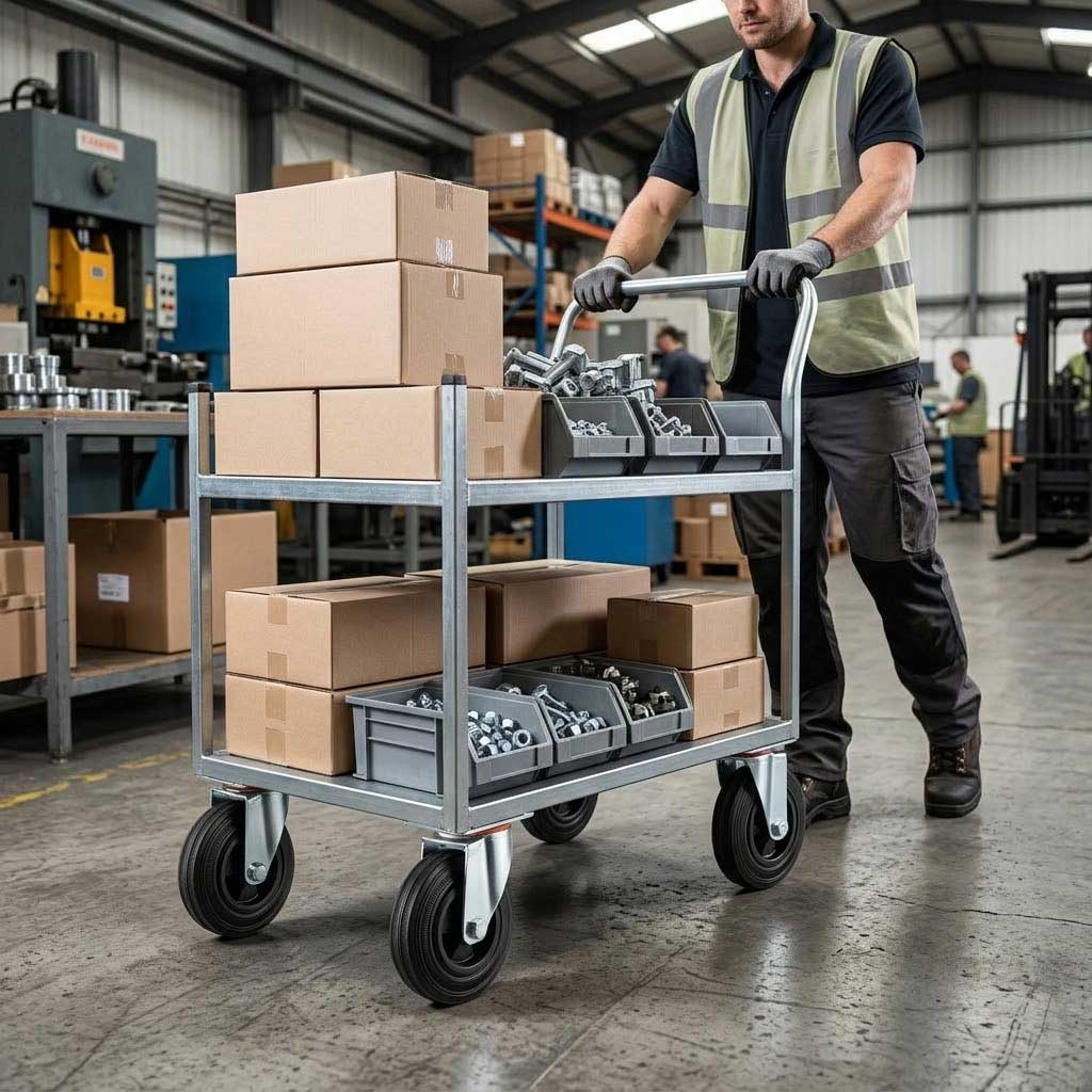 150mm Pressed Steel Swivel Castor with Black Rubber on Polypropylene Wheel - 130kg Load Capacity