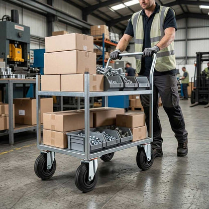 150mm Pressed Steel Swivel Castor with Black Rubber on Polypropylene Wheel - 130kg Load Capacity