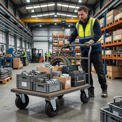 150mm Pressed Steel Swivel Castor with Black Rubber on Polypropylene Wheel - 130kg Load Capacity