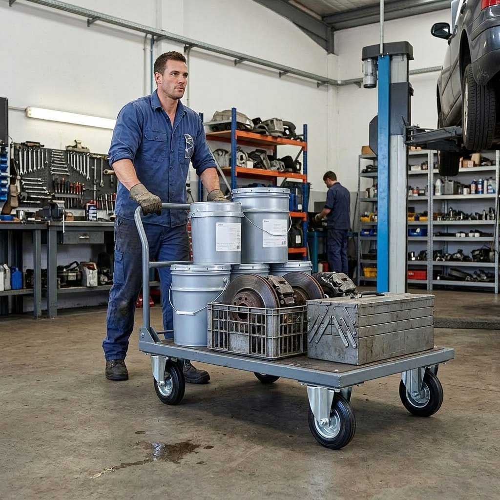 200mm Pressed Steel Fixed Castor Wheel - Black Rubber on Pressed Steel - 180kg Load Capacity