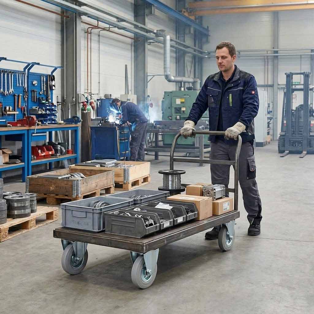 200mm Pressed Steel Fixed Castor Wheel - Grey Rubber on Pressed Steel - 180kg Load Capacity