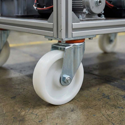 Light Slate Gray 125mm Pressed Steel Swivel Castor Wheel with 4 Hole Top Plate & White Nylon Wheel - 160kg Load Capacity