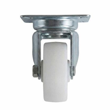 White Smoke 50mm Pressed Steel Swivel Castor Wheel - White Nylon Wheel & 4-Hole Top Plate - 65kg Max Load