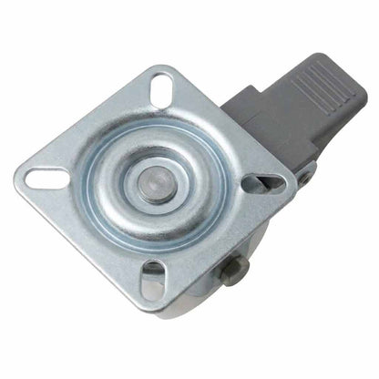 White Smoke 50mm Pressed Steel Swivel Castor Wheel with Brake - White Nylon Wheel & 4-Hole Top Plate - 65kg Load