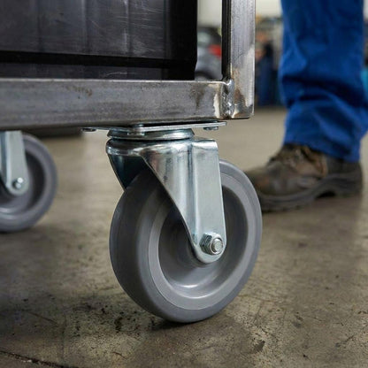 Dim Gray 60mm Zinc Plated Swivel Retail Castor Wheel - Grey Rubber, 4-Hole Top Plate - 40kg Load Capacity