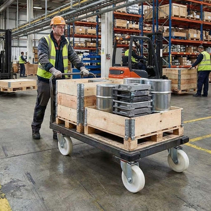 Slate Gray 200mm Pressed Steel Swivel Castor Wheel with 4 Hole Top Plate & White Nylon Wheel - 230kg Load Capacity