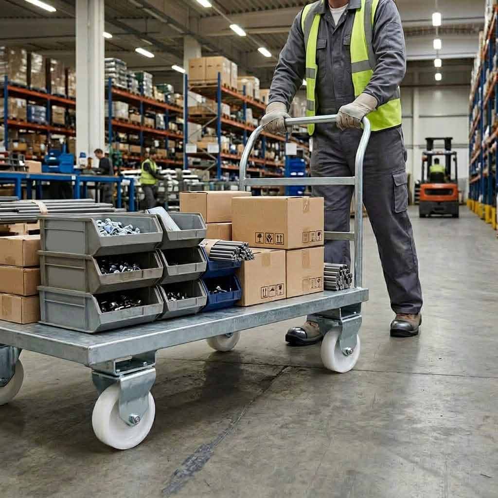 Slate Gray 75mm Pressed Steel Fixed Castor Wheel - White Nylon Wheel & 4-Bolt-Hole - 75kg Load Capacity
