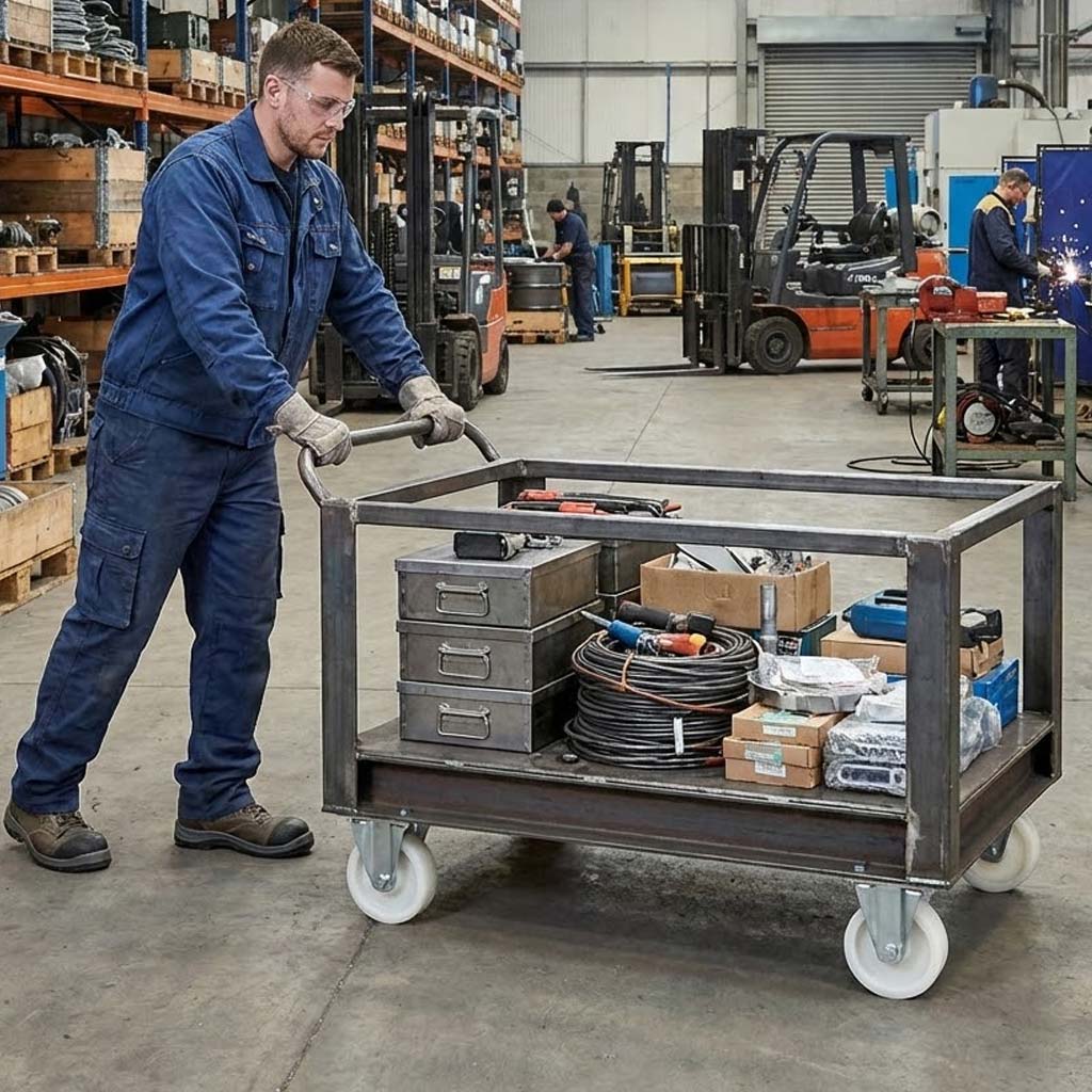 Slate Gray 80mm Pressed Steel Fixed Castor with White Nylon Wheel, 4-Hole Top Plate - 120kg Load Capacity