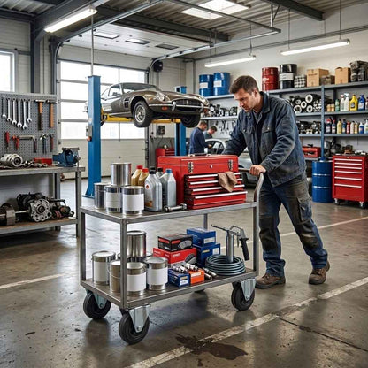 80mm Pressed Steel Fixed Castor with Black Rubber on Polypropylene Wheel - 60kg Load Capacity