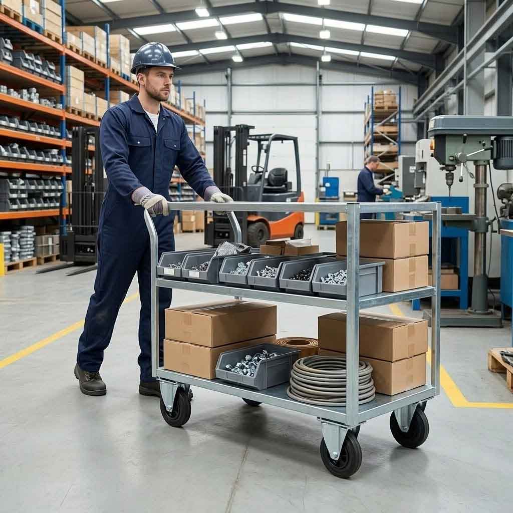 80mm Pressed Steel Fixed Castor with Black Rubber on Polypropylene Wheel - 60kg Load Capacity