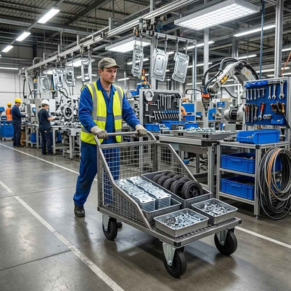 80mm Pressed Steel Fixed Castor with Black Rubber on Polypropylene Wheel - 60kg Load Capacity