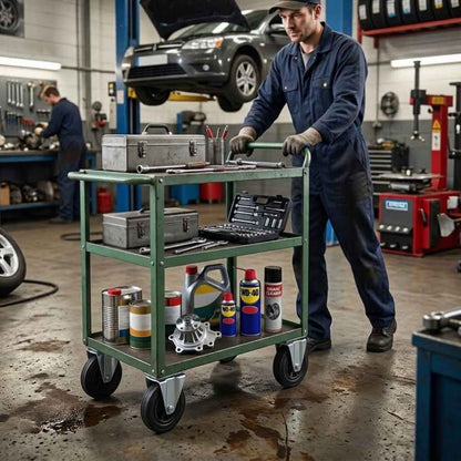 80mm Pressed Steel Fixed Castor with Black Rubber on Polypropylene Wheel - 60kg Load Capacity