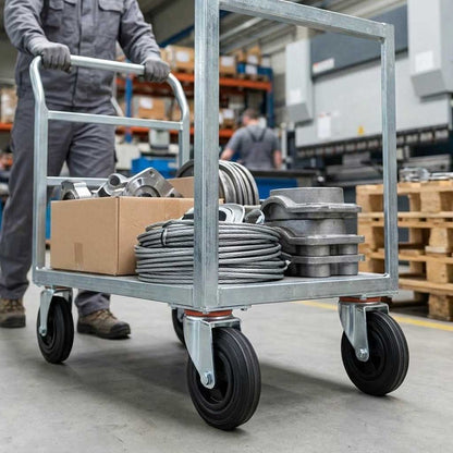 80mm Pressed Steel Swivel Castor with Black Rubber on Polypropylene Wheel - 60kg Load Capacity