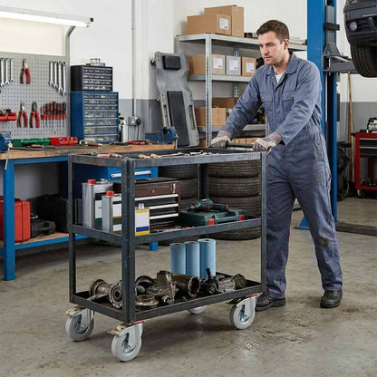 80mm Swivel Castor Wheel with Directional Brake - Grey Rubber - 4-Hole Top Plate, 60kg Load Capacity