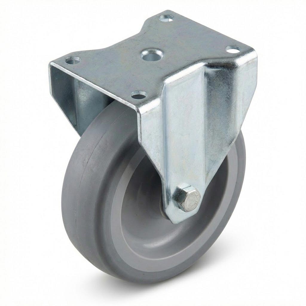 Fixed Retail Castors with Grey Thermoplastic Rubber Wheel