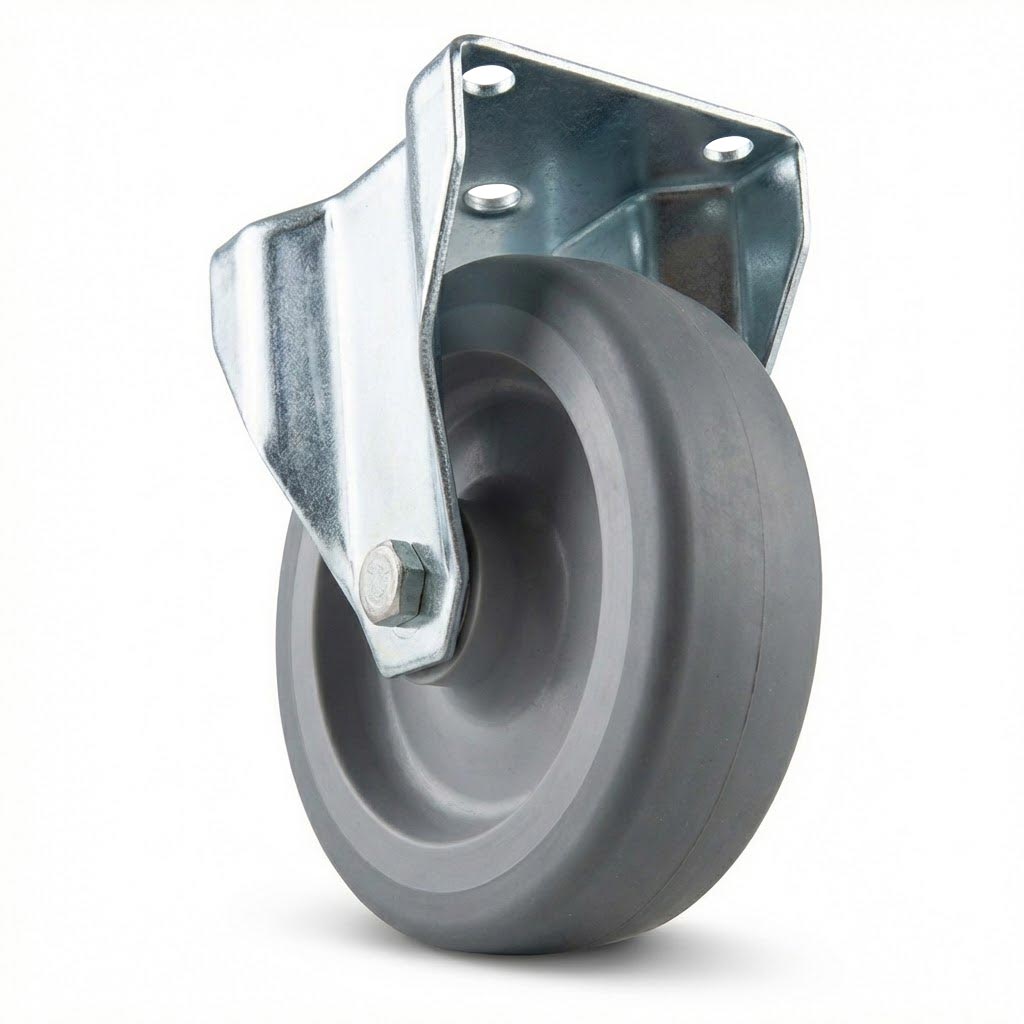 Fixed Retail Castors with Grey Thermoplastic Rubber Wheel