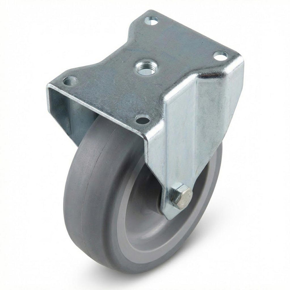 Fixed Retail Castors with Grey Thermoplastic Rubber Wheel