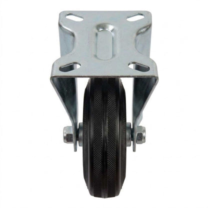 Pressed Steel Fixed Castors with Black Rubber Wheel