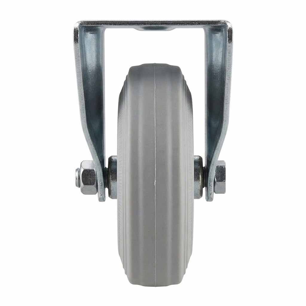 Pressed Steel Fixed Castors with Grey Rubber Wheel