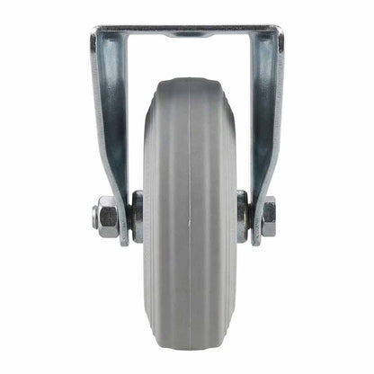 Pressed Steel Fixed Castors with Grey Rubber Wheel
