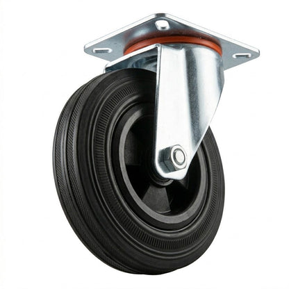 Pressed Steel Swivel Castors with Black Polypropylene Wheel
