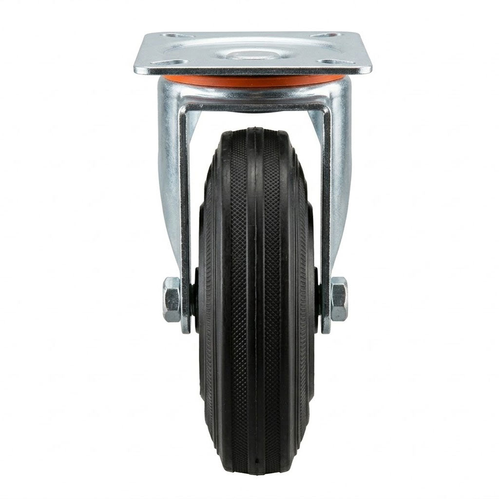 Pressed Steel Swivel Castors with Black Polypropylene Wheel