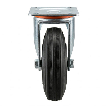 Pressed Steel Swivel Castors with Black Polypropylene Wheel