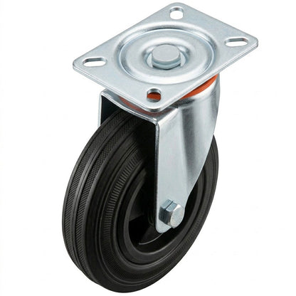 Pressed Steel Swivel Castors with Black Polypropylene Wheel